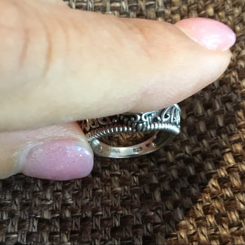 SILVER TURQUOISE RING SIZE 5 - Picture 9 of 9